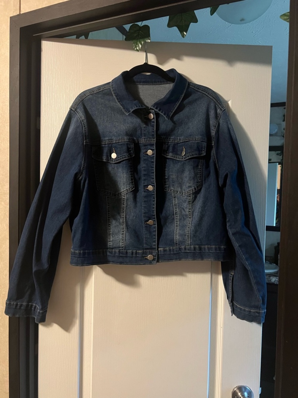 Dark Blue Denim Jacket - Classic Button-Up